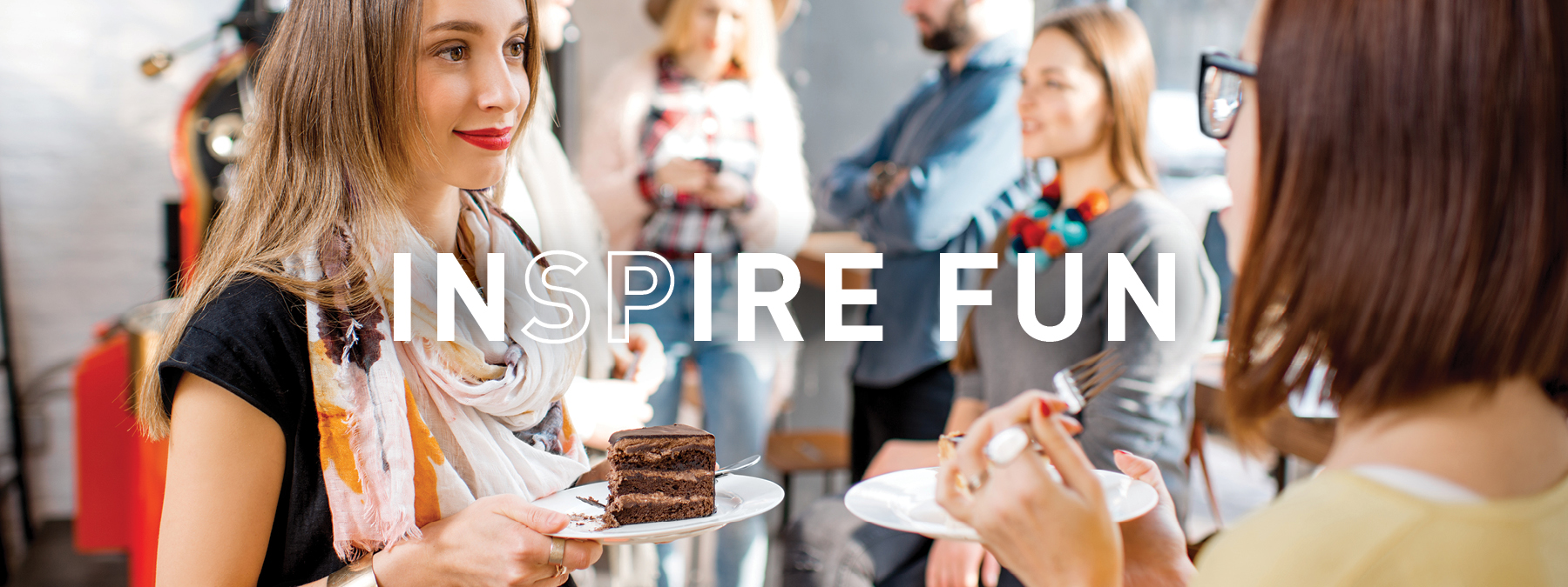 INSPIRE FUN Inspire fun - people talking over cake